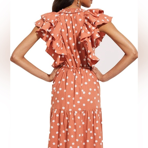 Roller Rabbit Polka Dot Ondine Tiered Ruffle Dress in Clay Color - Picture 16 of 16